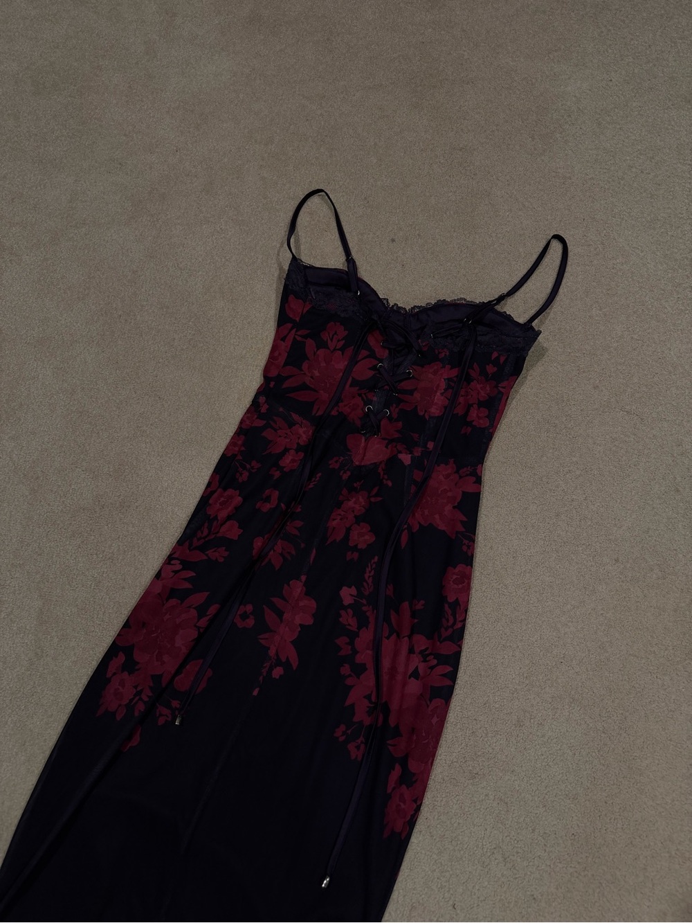 House of CB Plum Floral Lace Slip Maxi Dress - Picture 2 of 5